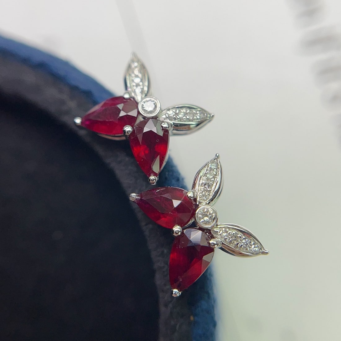14k Gold 1.20 Ct Natural Ruby & Diamond Earrings - 3