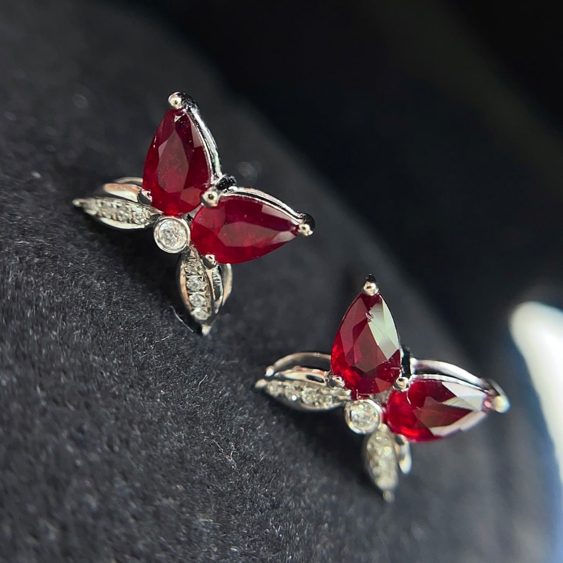 14k Gold 1.20 Ct Natural Ruby & Diamond Earrings - 5
