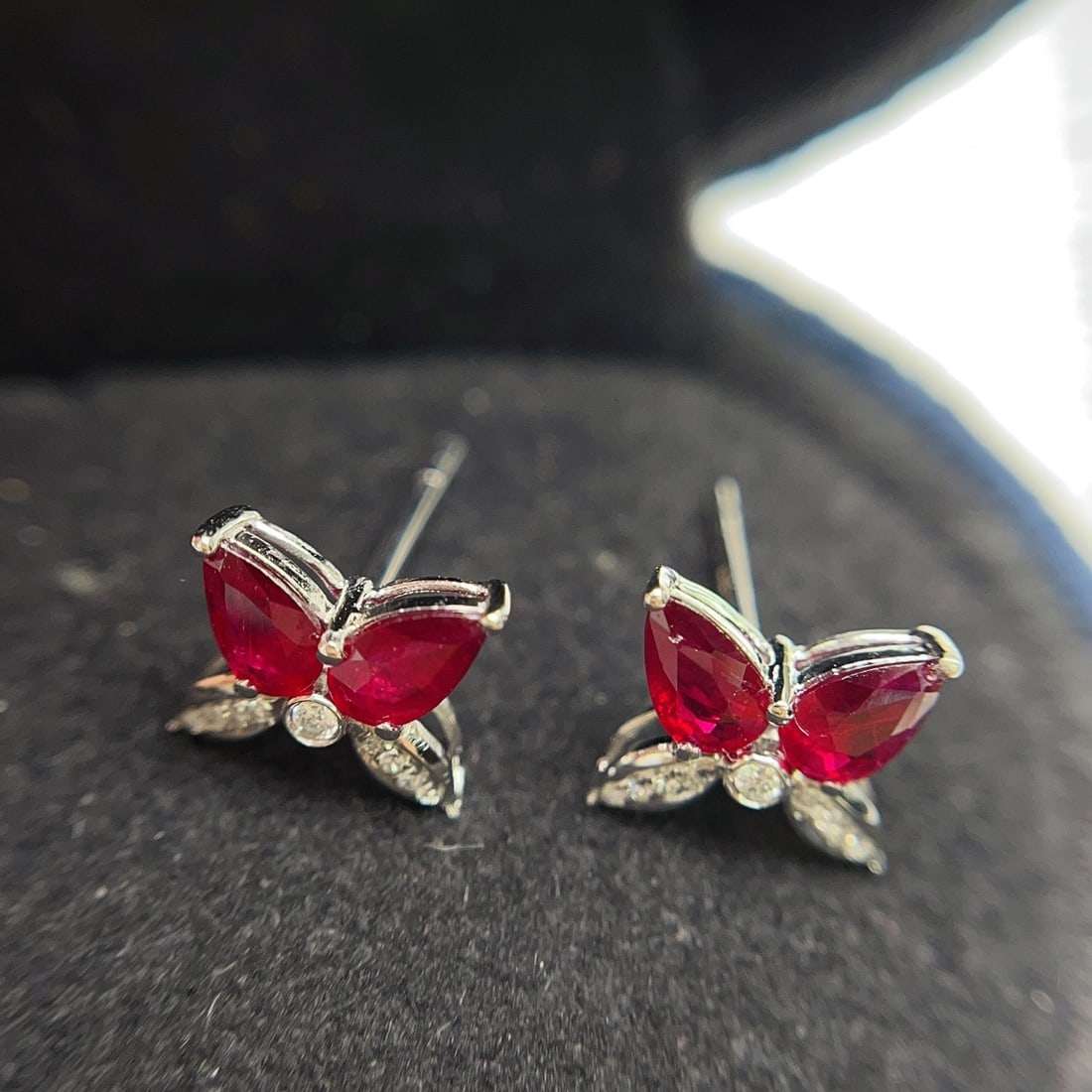 14k Gold 1.20 Ct Natural Ruby & Diamond Earrings - 6