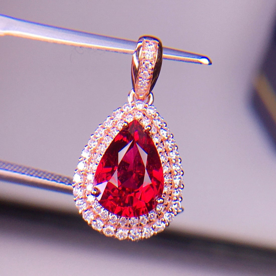 14k Gold 1.8 Ct Natural Tourmaline & Diamond Pendant( Without Chain ) - 3