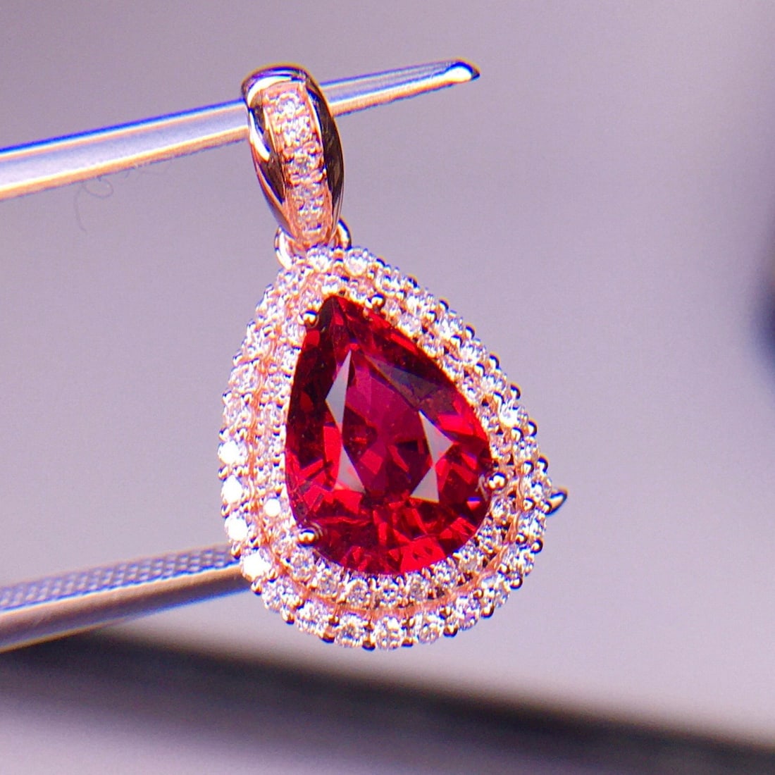 14k Gold 1.8 Ct Natural Tourmaline & Diamond Pendant( Without Chain ) - 4