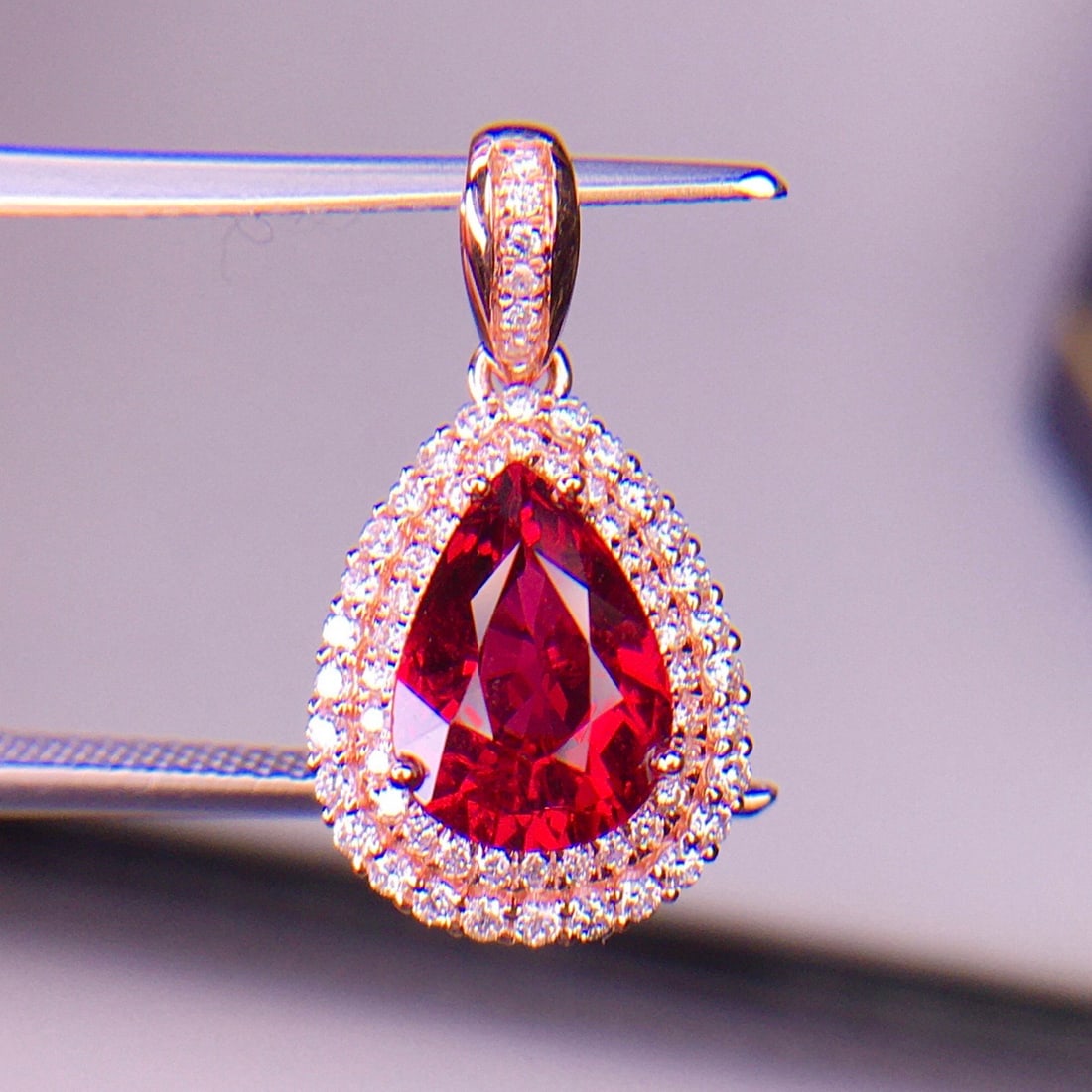 14k Gold 1.8 Ct Natural Tourmaline & Diamond Pendant( Without Chain ) - 5