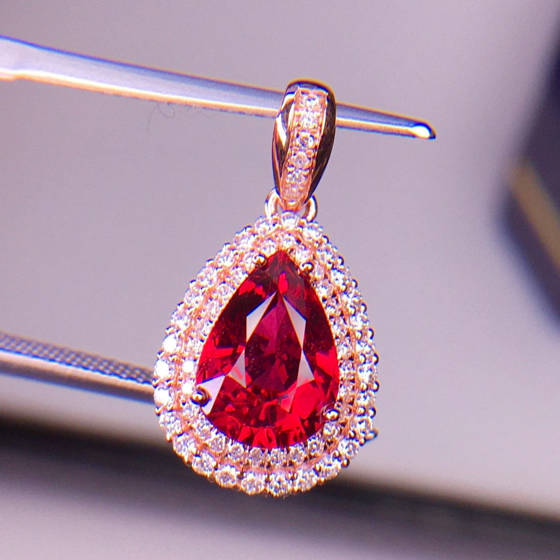 14k Gold 1.8 Ct Natural Tourmaline & Diamond Pendant( Without Chain ) - 6