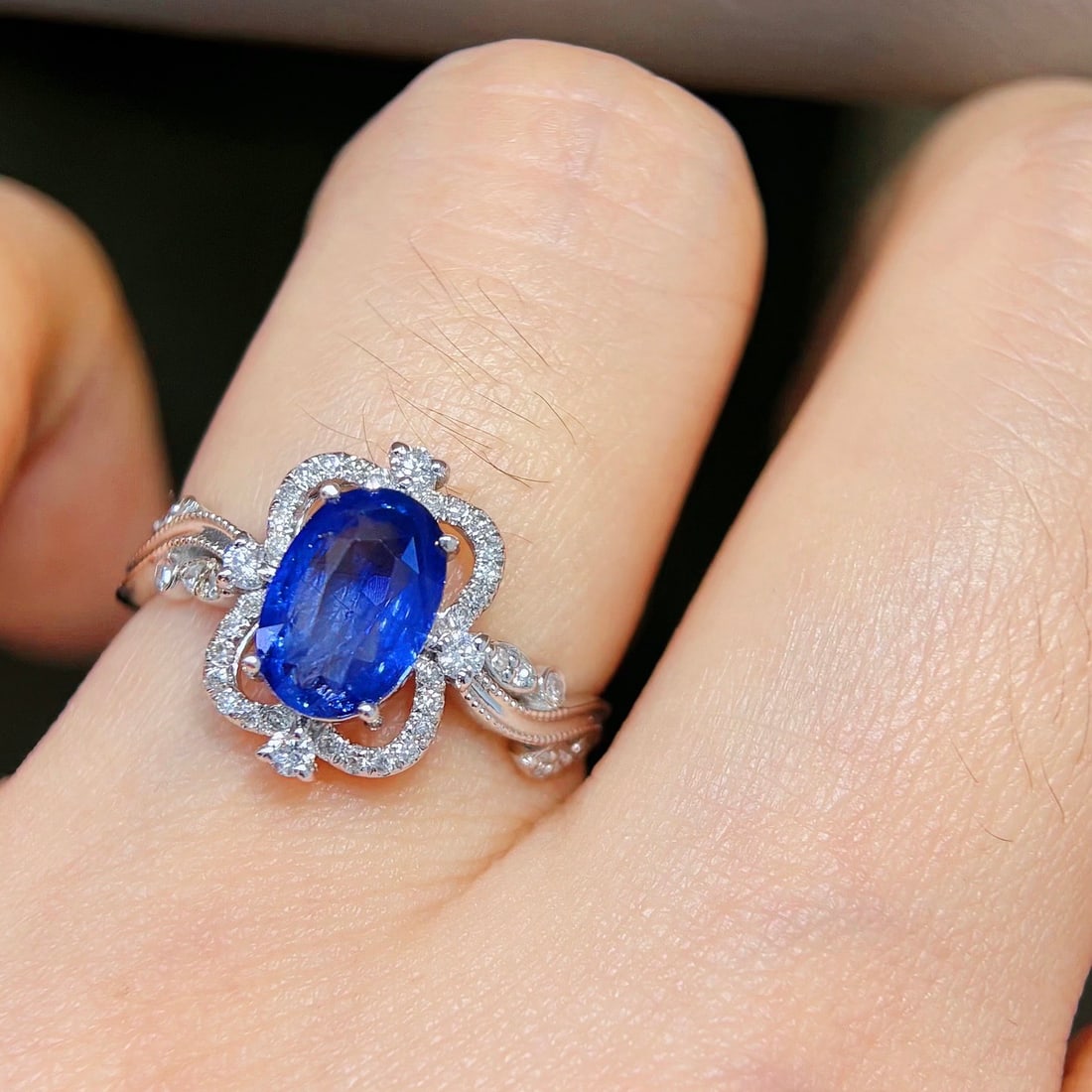 14k Gold 2.40 Ctw Natural Sapphire & Diamond Ring - 6