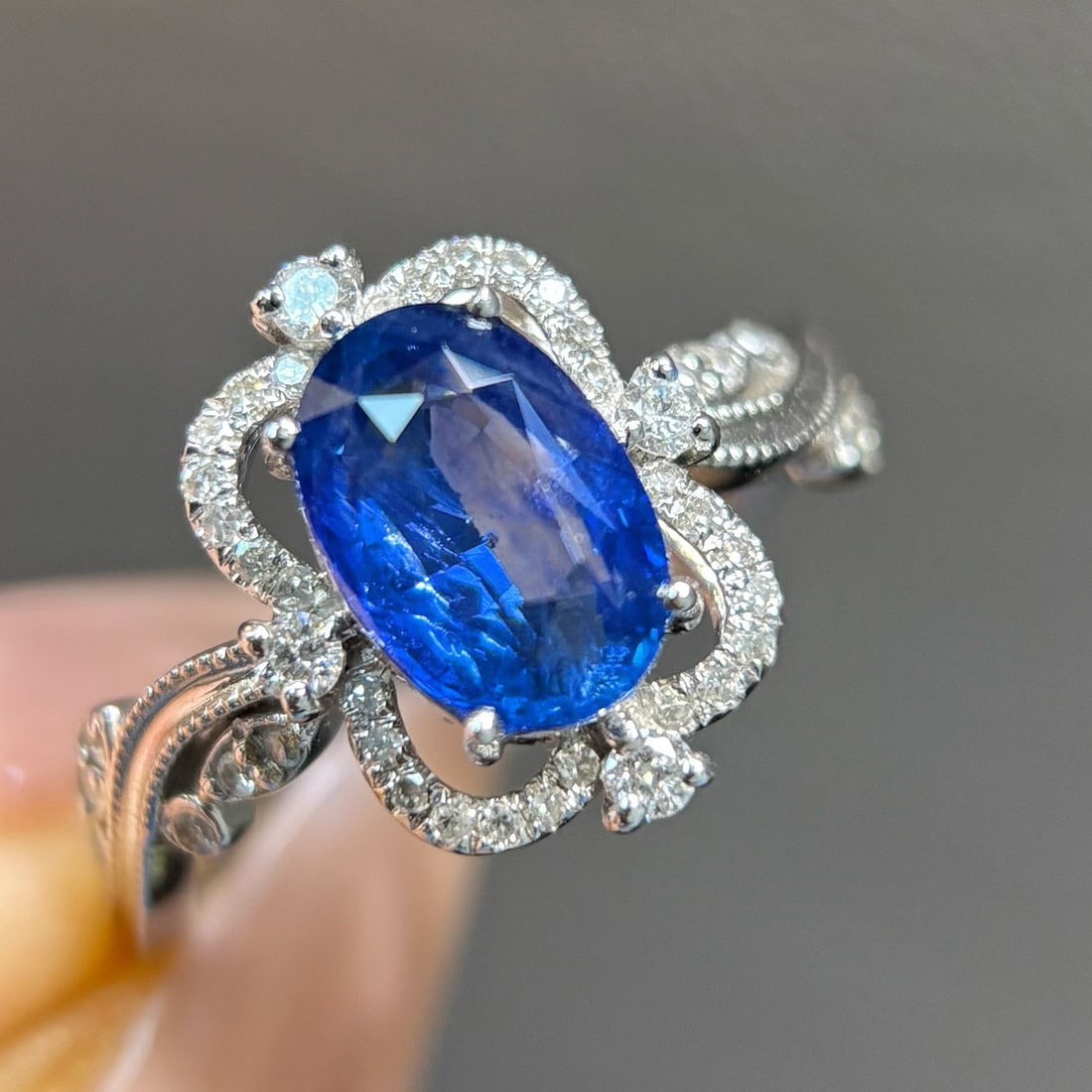 14k Gold 2.40 Ctw Natural Sapphire & Diamond Ring - 7