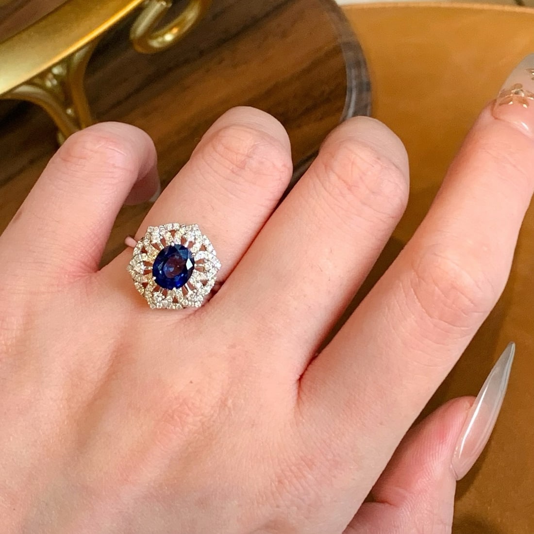 14k Gold 2.47 Ctw Natural Sapphire & Diamond Ring - 5