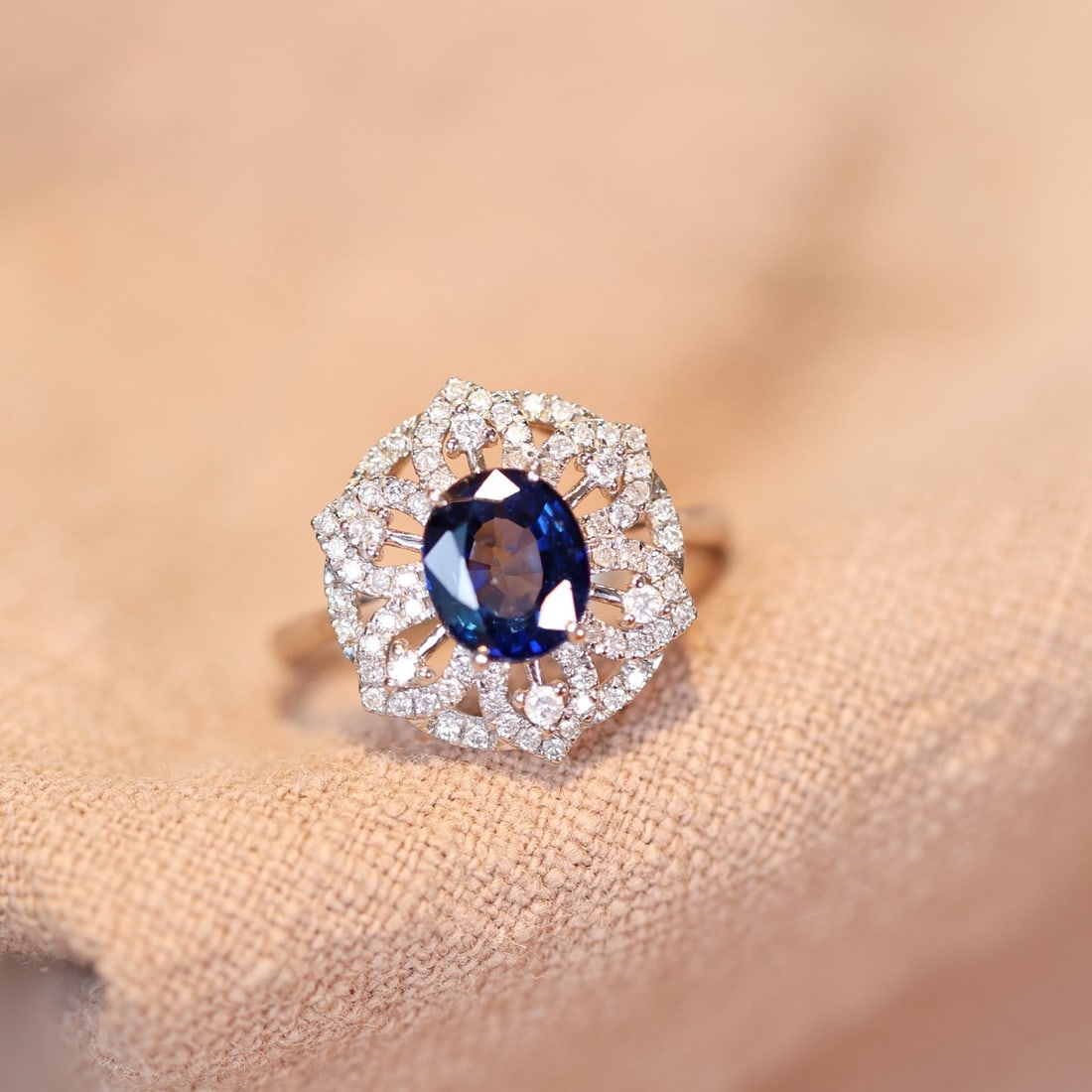 14k Gold 2.47 Ctw Natural Sapphire & Diamond Ring - 6