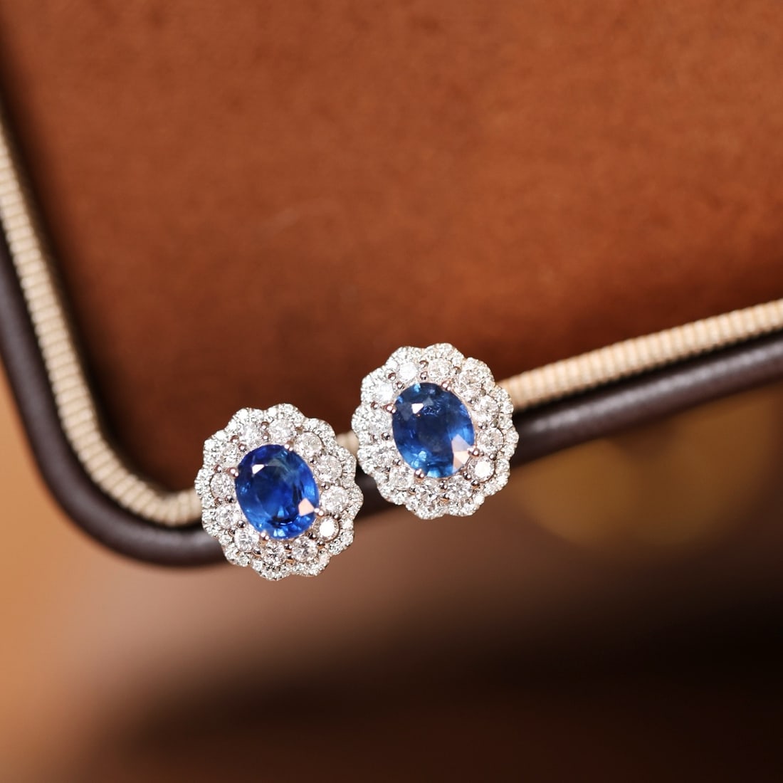 14k Gold 2.05 Ctw Natural Sapphire & Diamond Earrings - 3