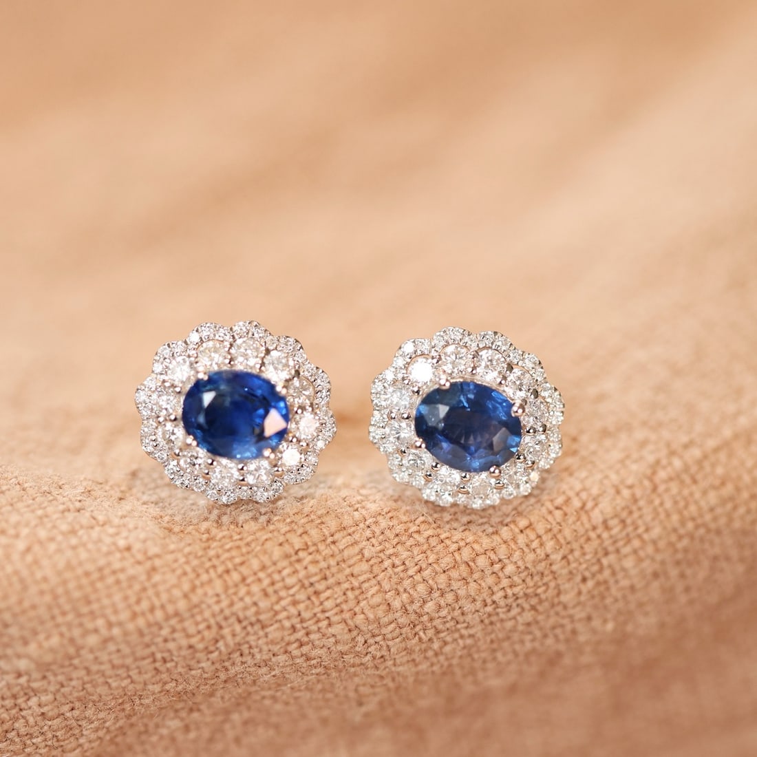 14k Gold 2.05 Ctw Natural Sapphire & Diamond Earrings - 5