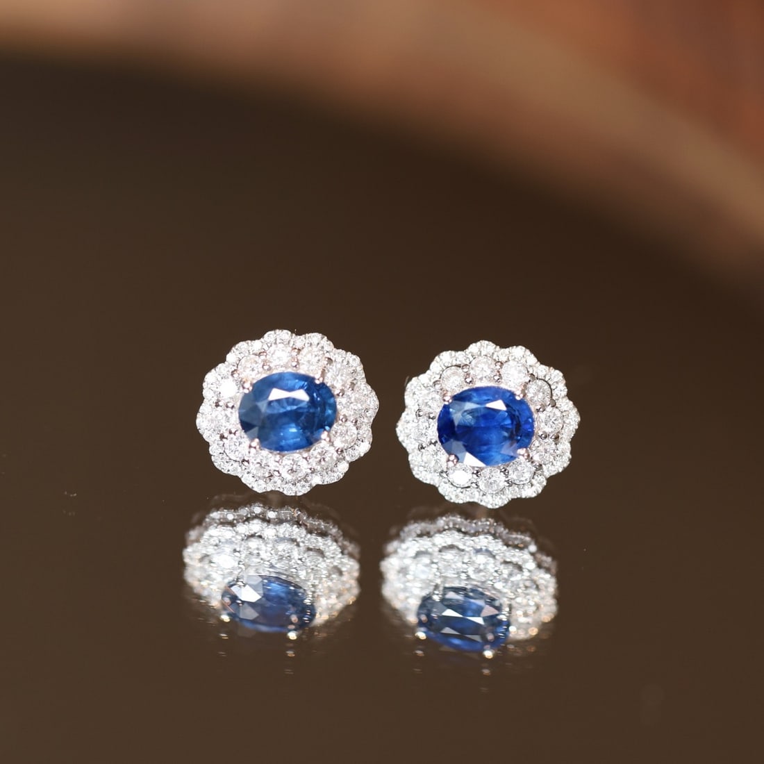 14k Gold 2.05 Ctw Natural Sapphire & Diamond Earrings - 6