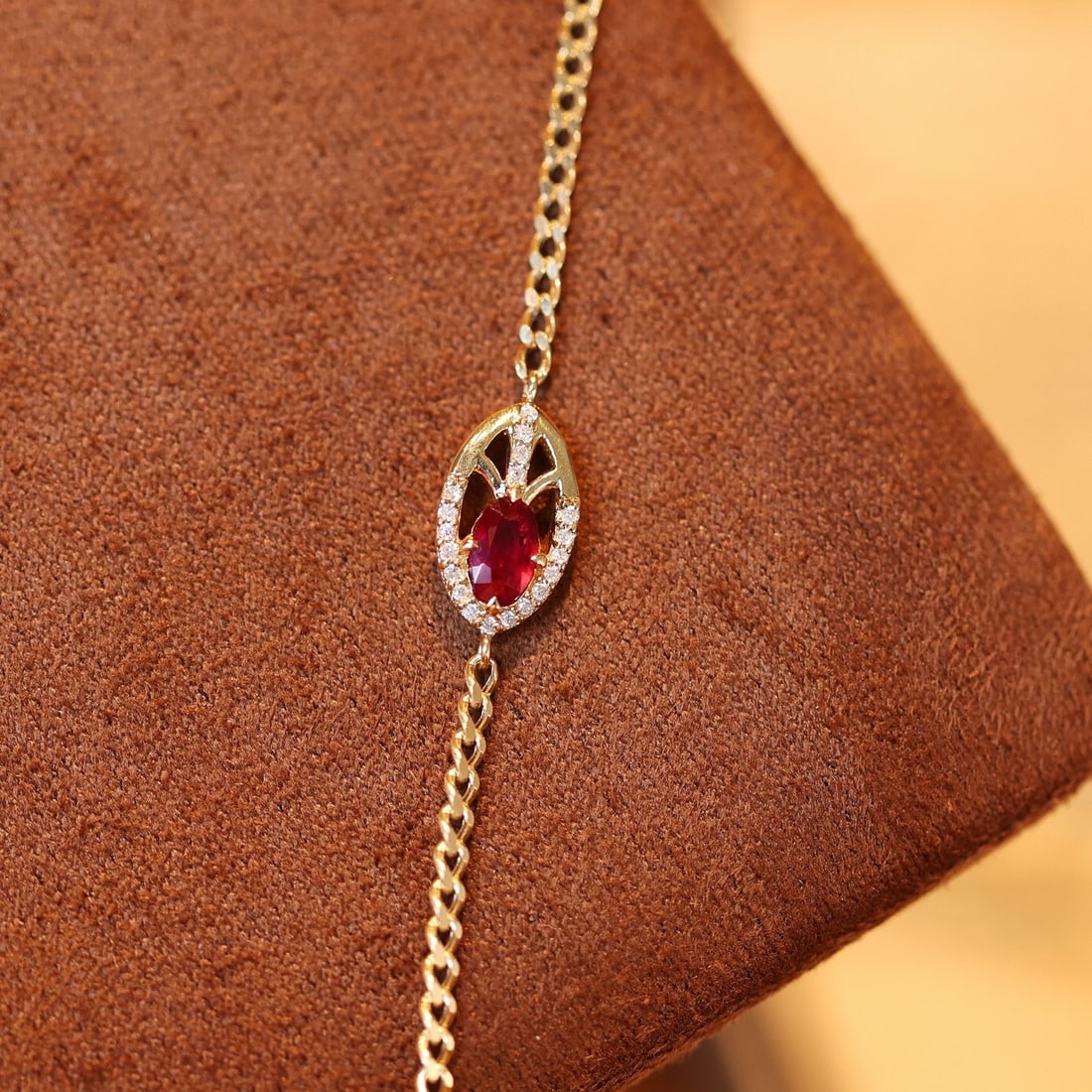 14k Gold 0.24 Ctw Natural Ruby & Diamond Bracelet - 2