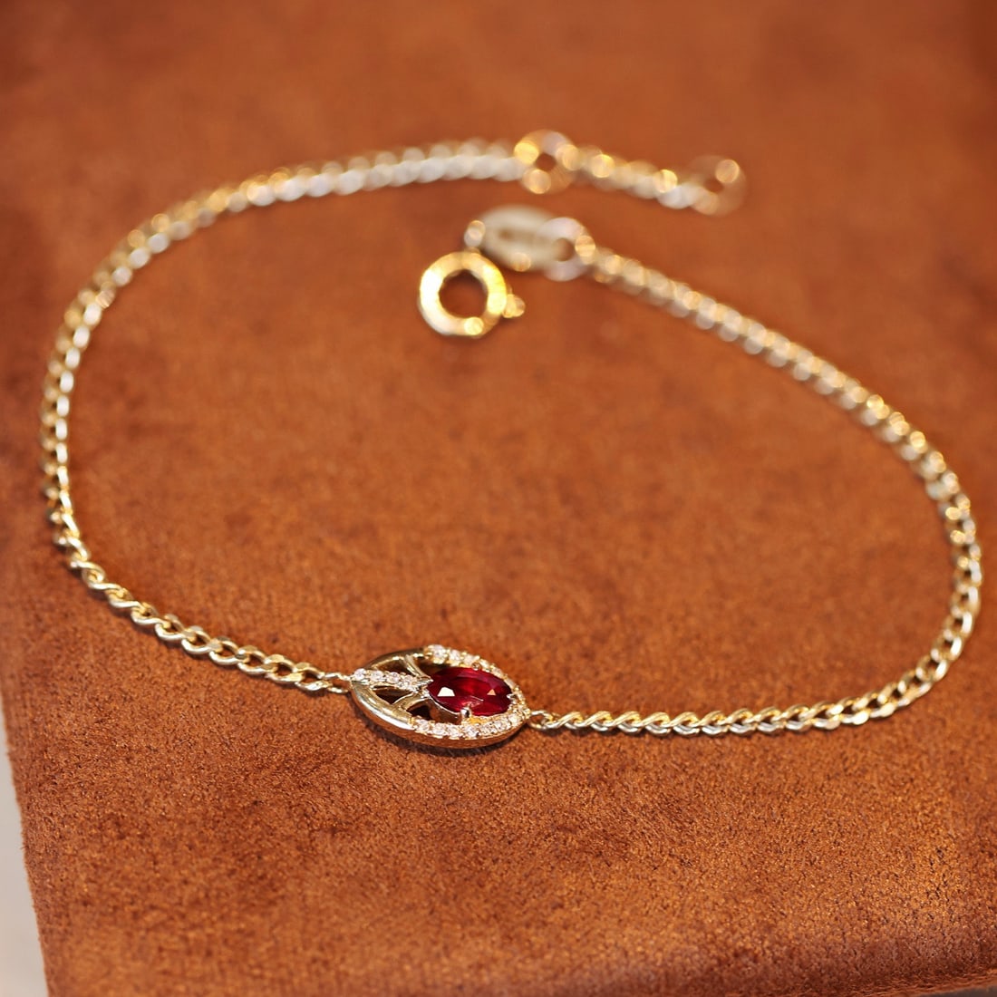 14k Gold 0.24 Ctw Natural Ruby & Diamond Bracelet - 3
