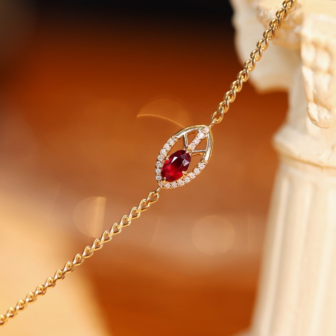 14k Gold 0.24 Ctw Natural Ruby & Diamond Bracelet - 4