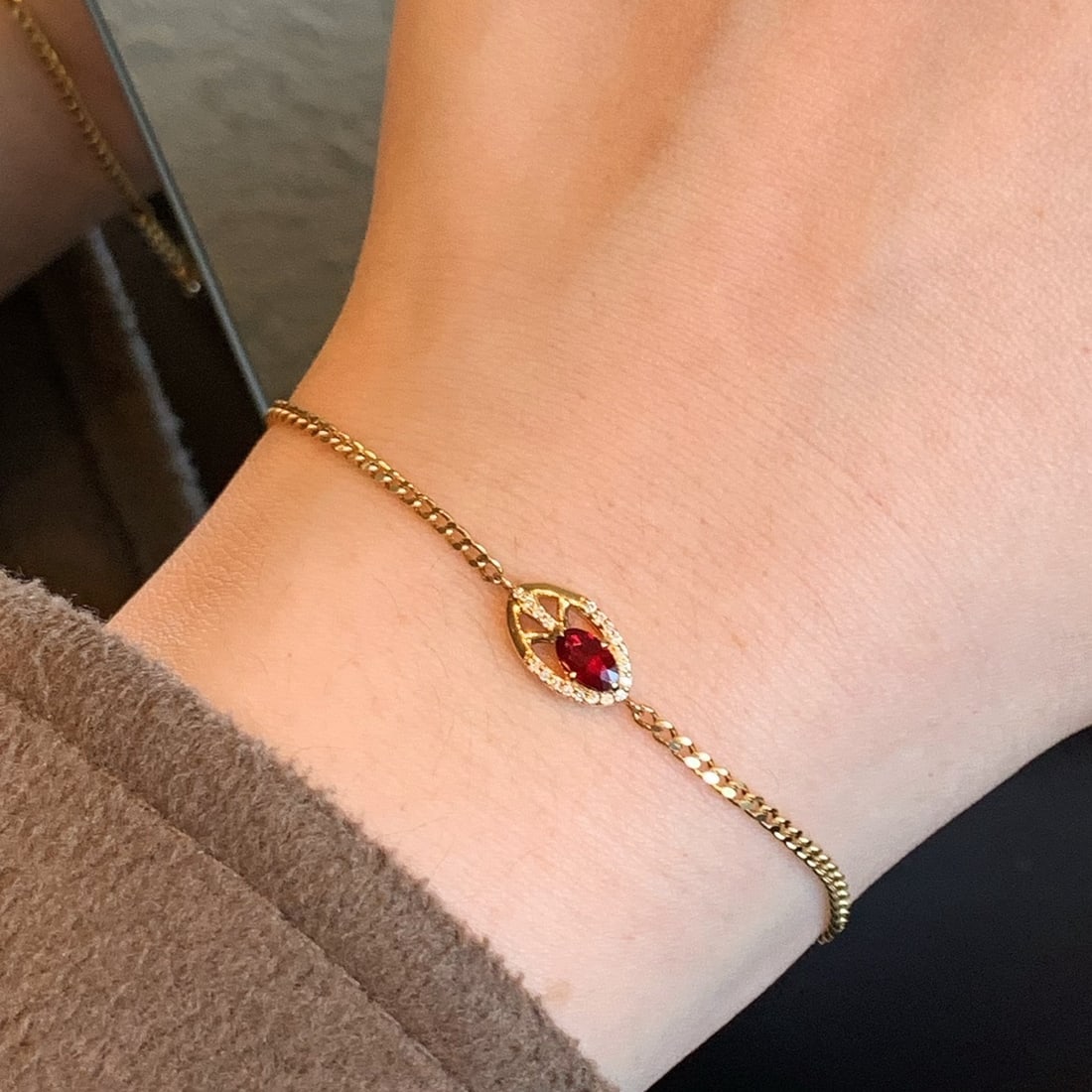 14k Gold 0.24 Ctw Natural Ruby & Diamond Bracelet - 5