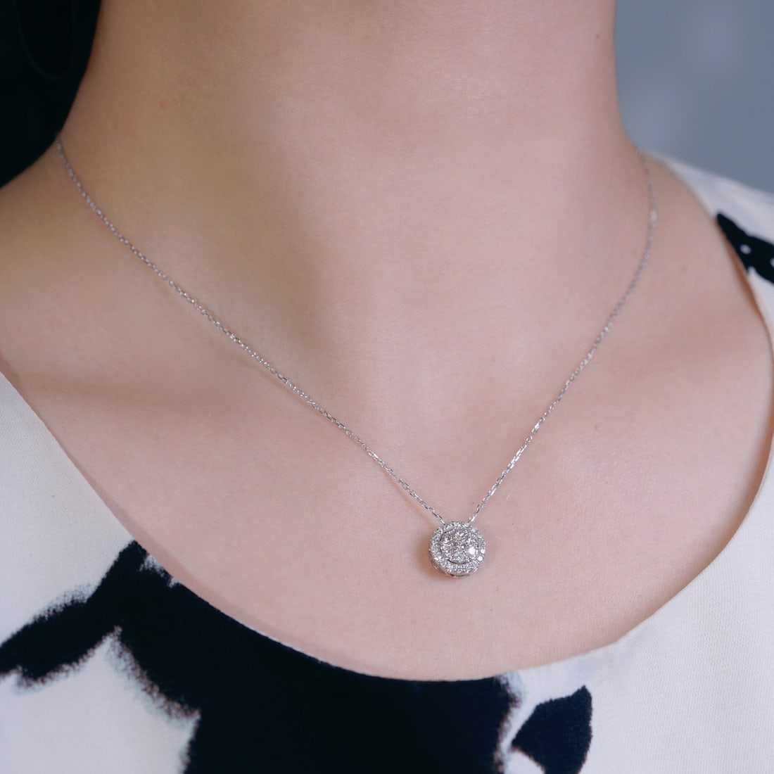 14k Gold 0.50 Ct Natural H Diamond Necklace - 2