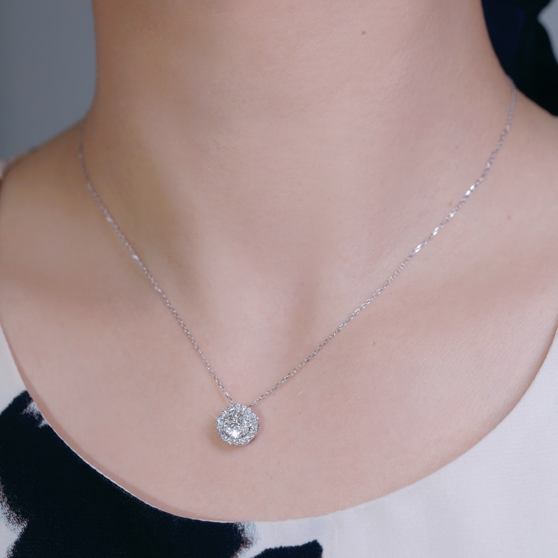 14k Gold 0.50 Ct Natural H Diamond Necklace - 5