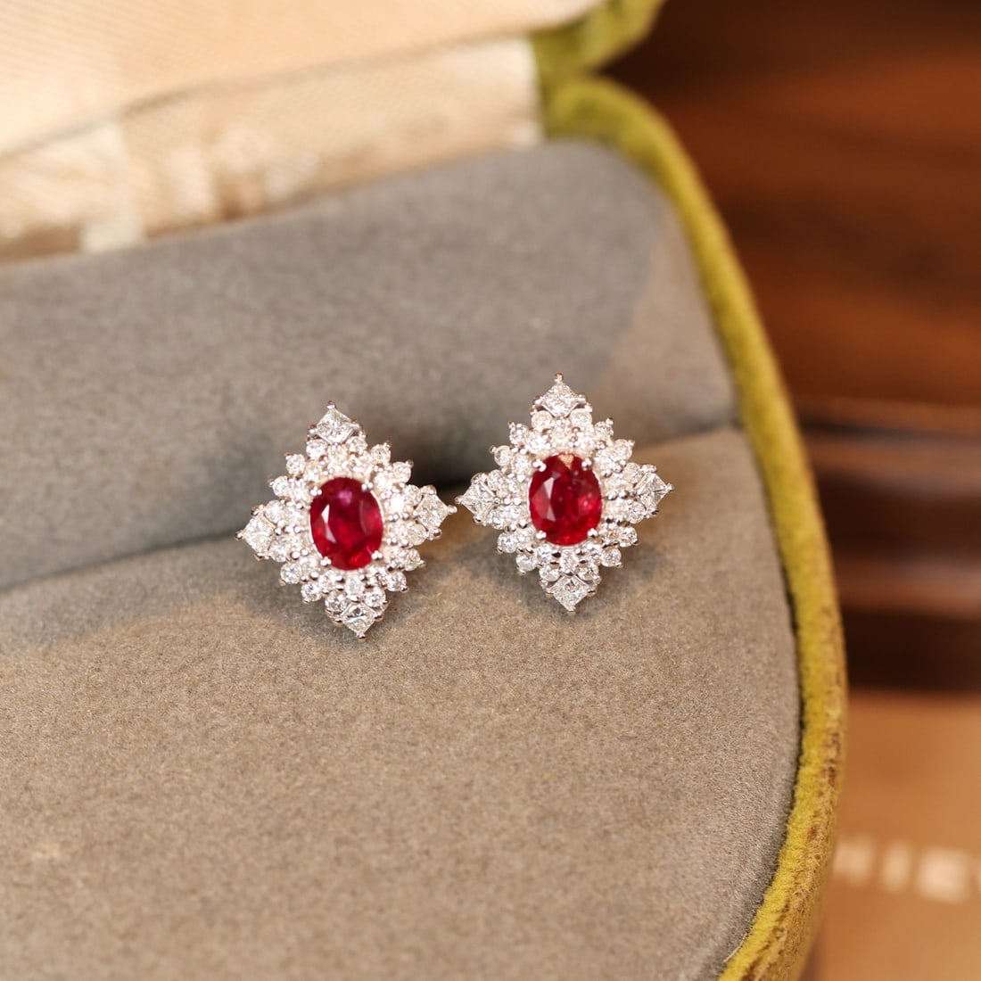 14k Gold 1.30 Ctw Natural Ruby & Diamond Earrings - 2