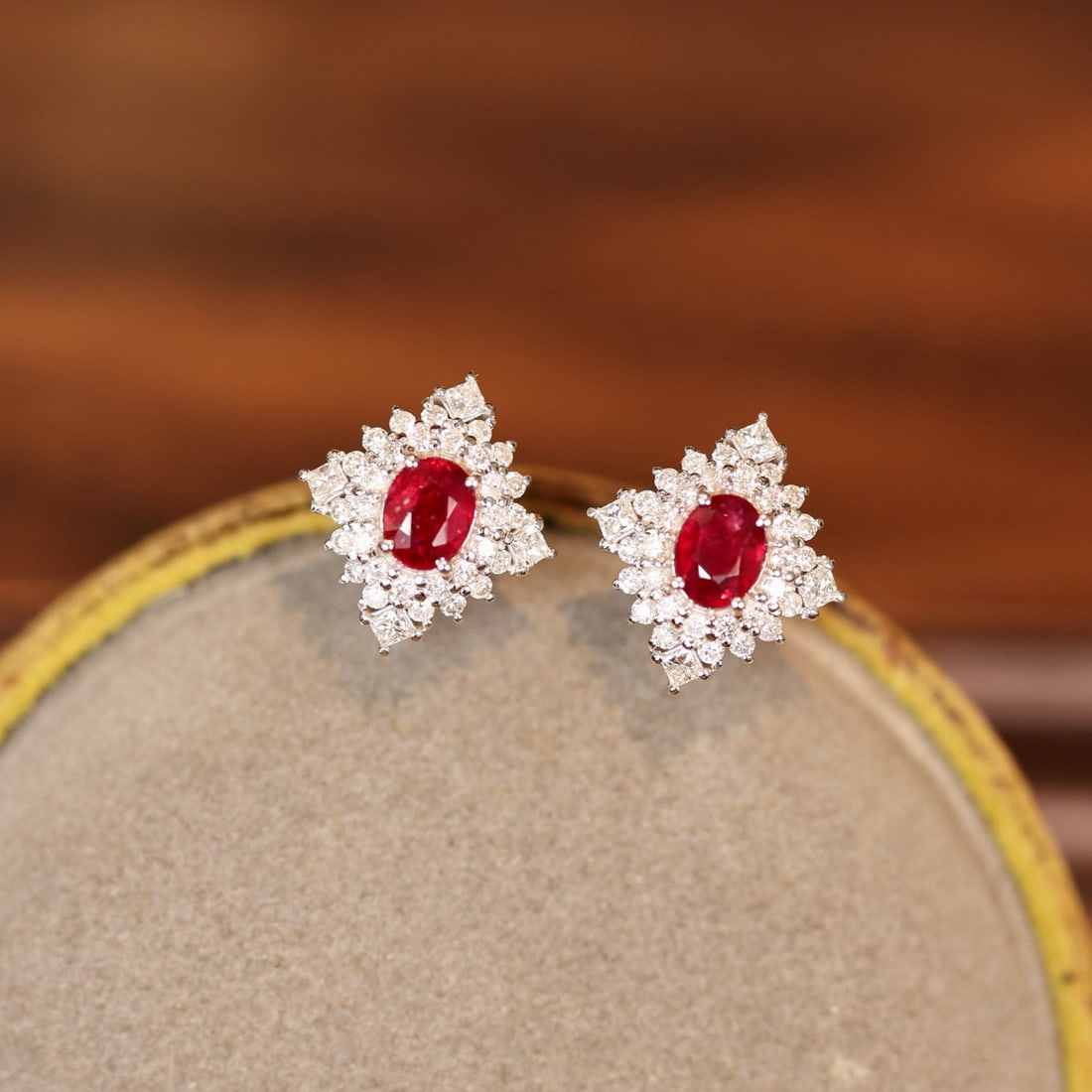14k Gold 1.30 Ctw Natural Ruby & Diamond Earrings - 3