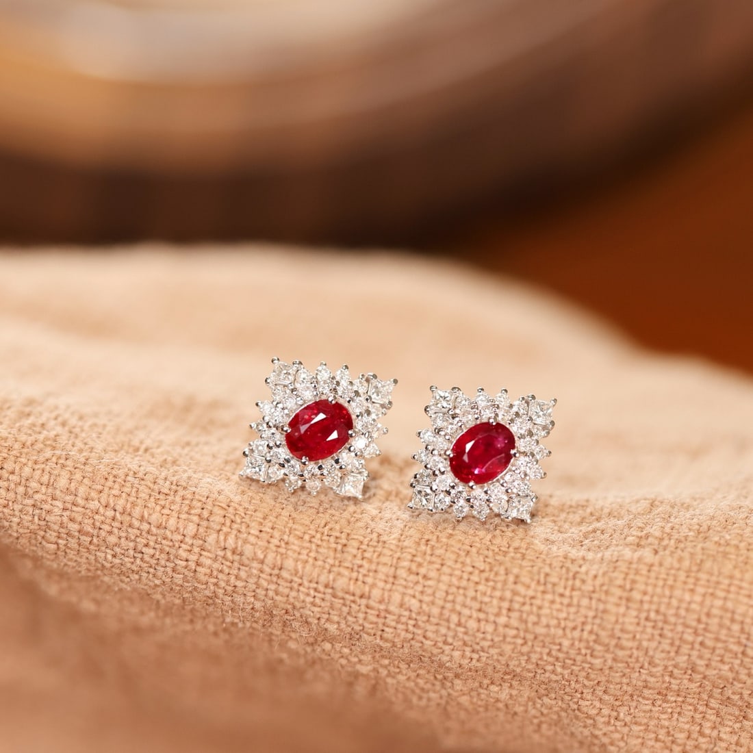 14k Gold 1.30 Ctw Natural Ruby & Diamond Earrings - 6