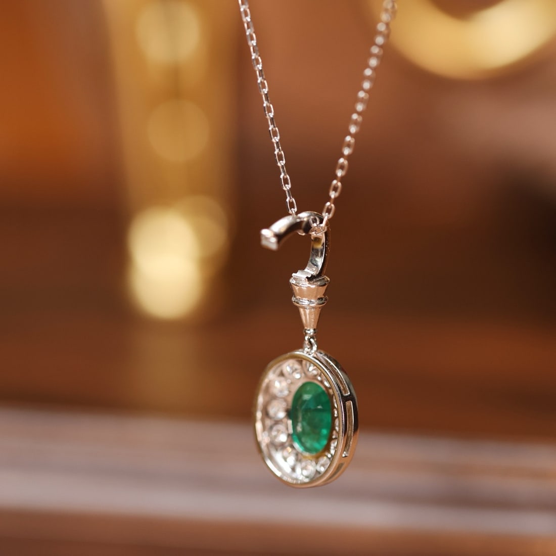 14k Gold 1.16 Ctw Natural Emerald & Diamond Pendant( Without Chain ) - 3