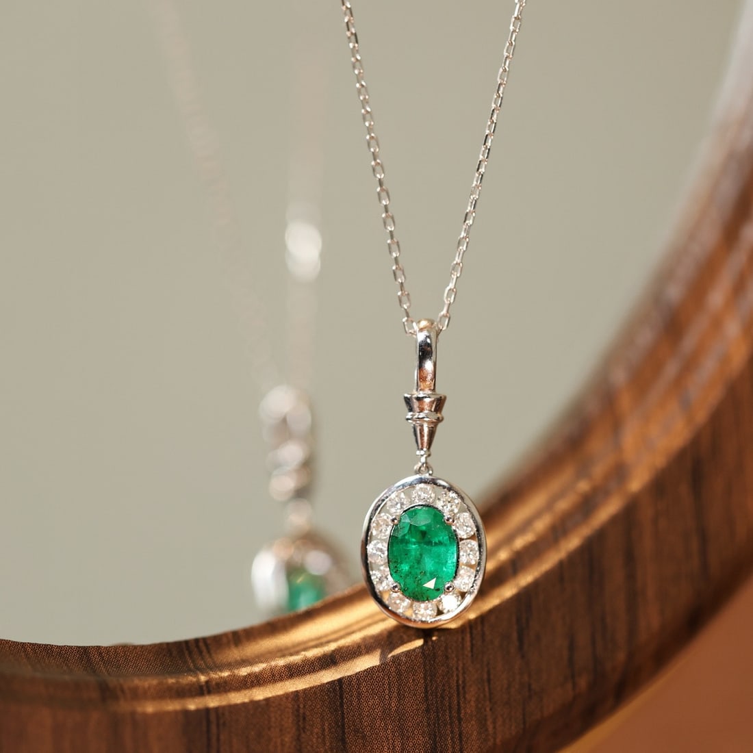 14k Gold 1.16 Ctw Natural Emerald & Diamond Pendant( Without Chain ) - 5