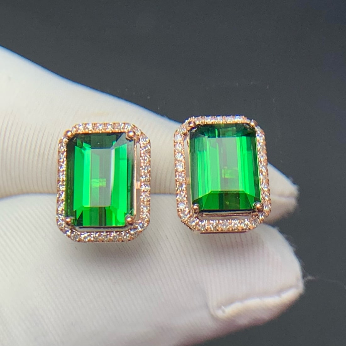 14k Gold 3.6 Ct Natural Tourmaline & Diamond Earrings - 3