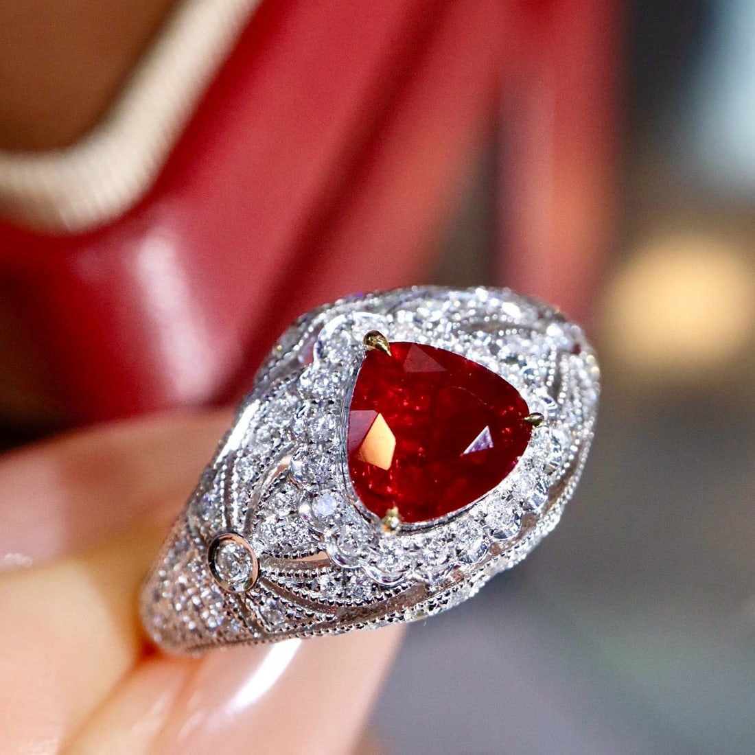 14k Gold 1.59 Ctw Natural Ruby & Diamond Ring - 2