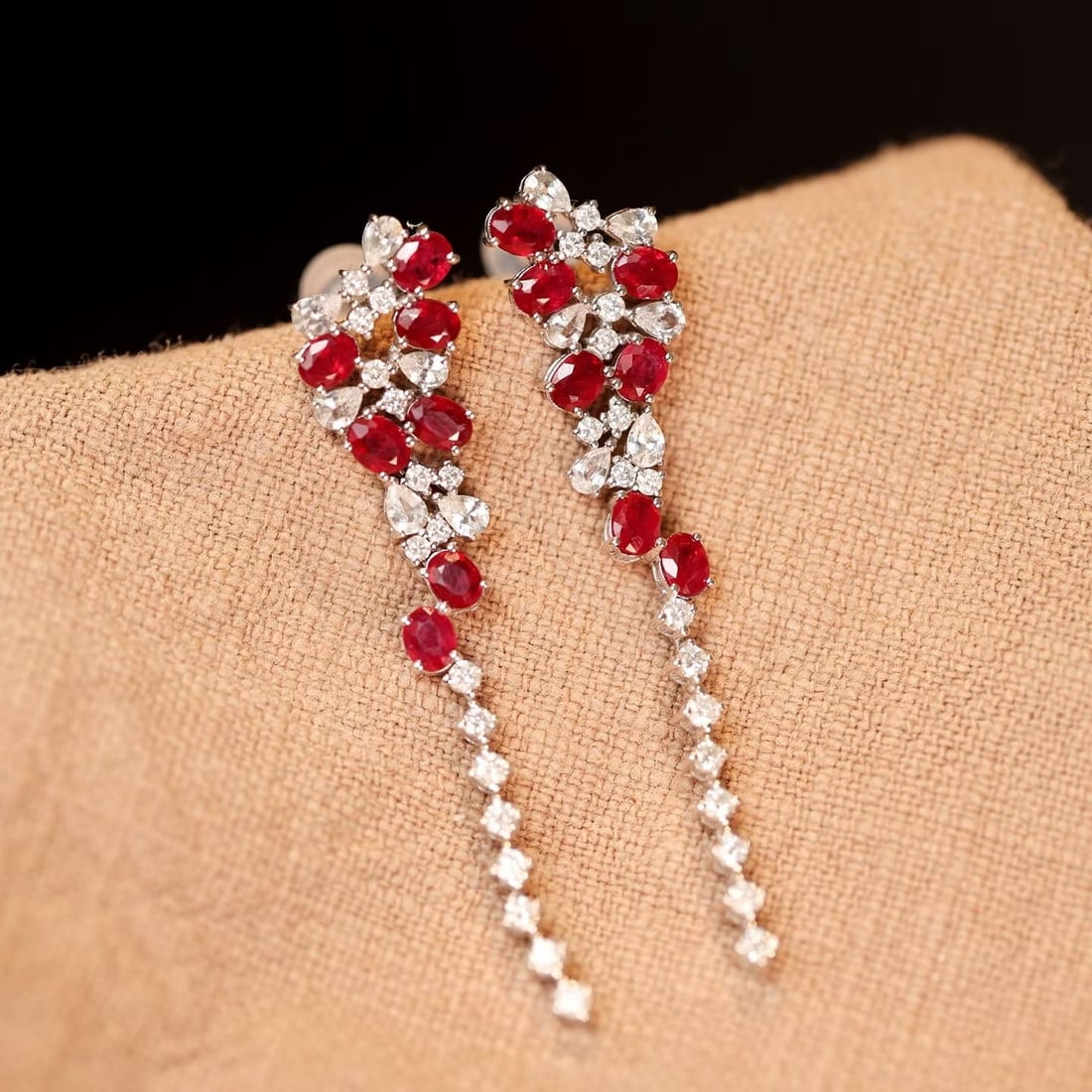 14k Gold 3.08 Ctw Natural Ruby & Diamond Earrings - 4