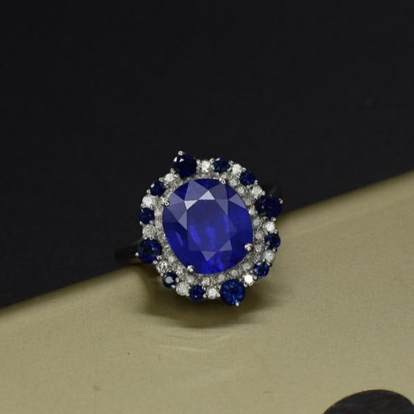 14k Gold 3.47 Ctw Natural Sapphire & Diamond Ring - 2
