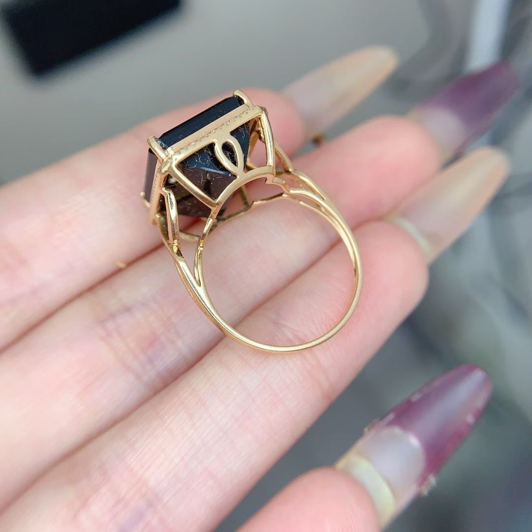 14k Gold 14 Ct Natural Tourmaline & Diamond Ring - 4