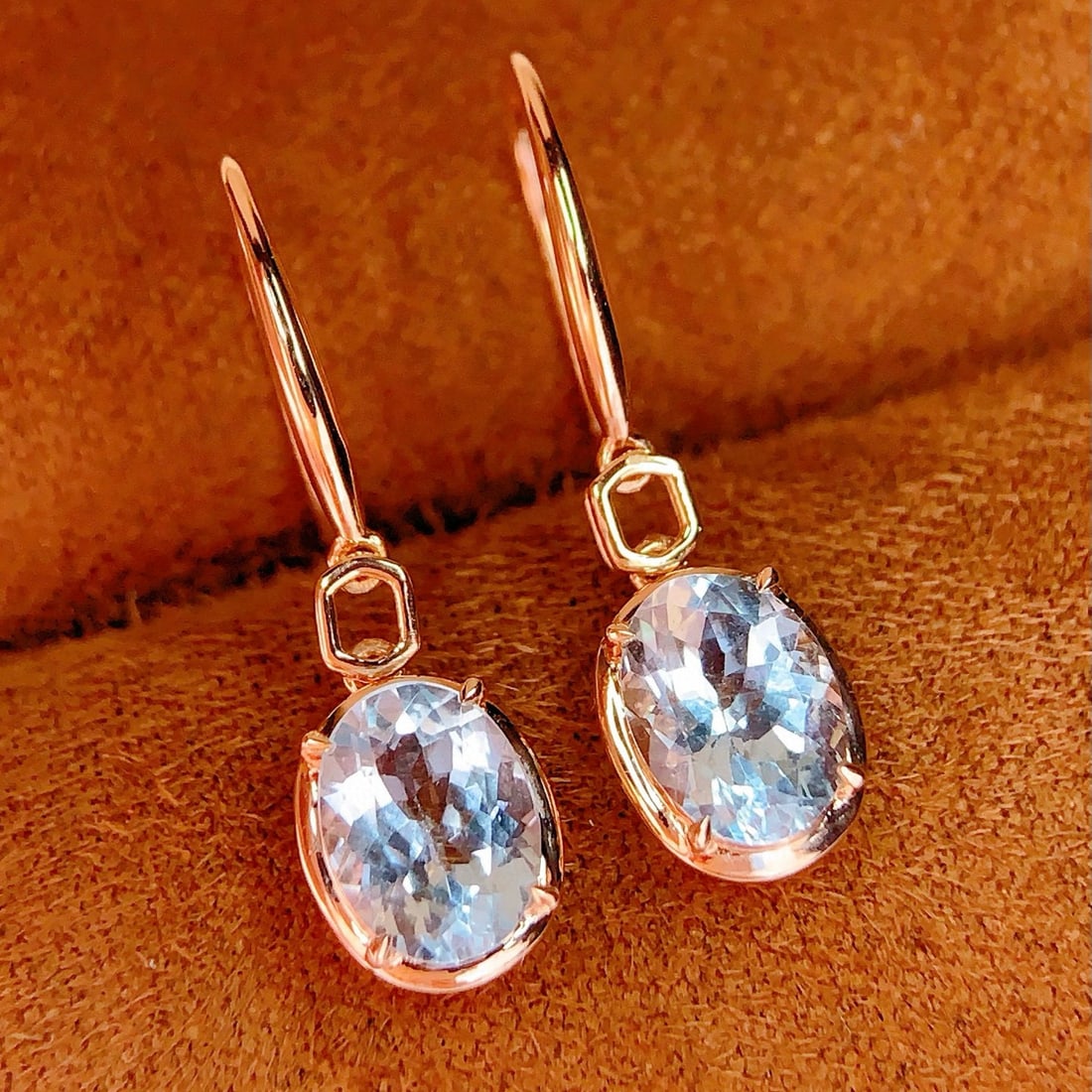 14k Gold 2.2 Ct Natural Aquamarine Earrings - 2