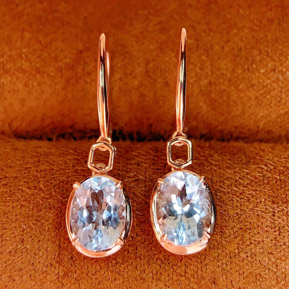 14k Gold 2.2 Ct Natural Aquamarine Earrings - 4