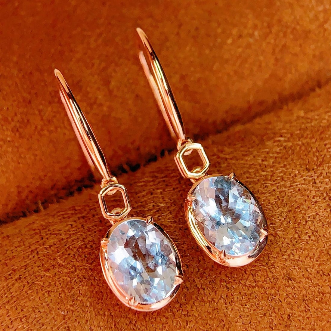 14k Gold 2.2 Ct Natural Aquamarine Earrings - 5