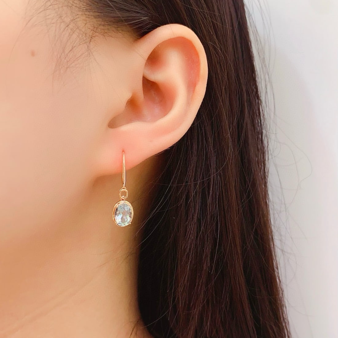 14k Gold 2.2 Ct Natural Aquamarine Earrings - 6