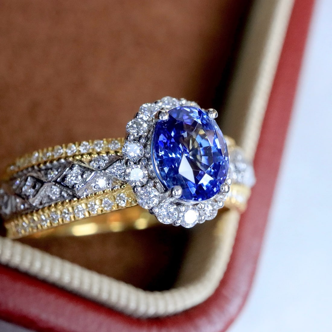 14k Gold 1.42 Ctw Natural Sapphire & Diamond Ring - 2