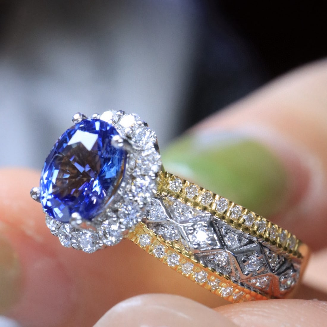 14k Gold 1.42 Ctw Natural Sapphire & Diamond Ring - 4