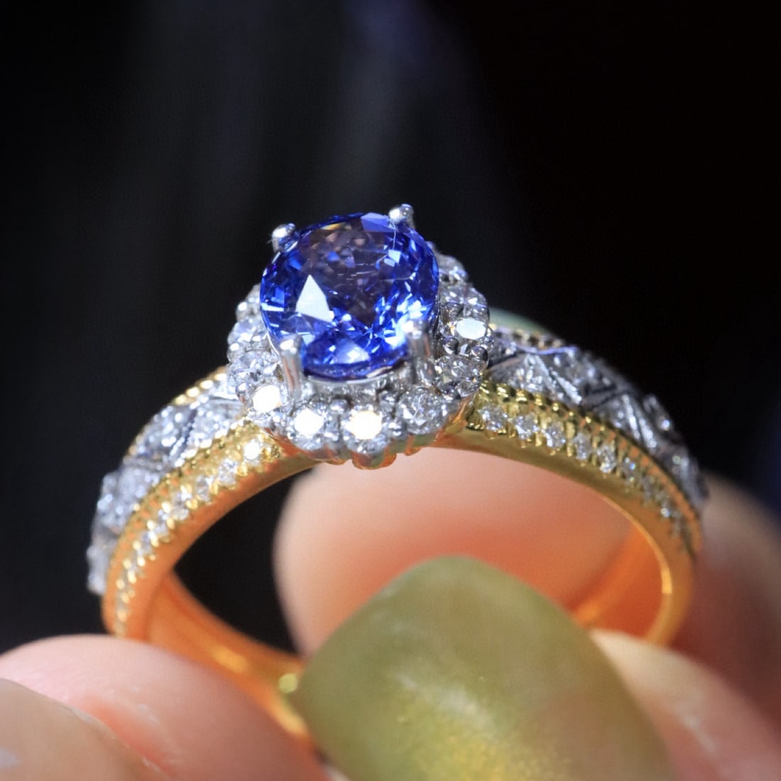 14k Gold 1.42 Ctw Natural Sapphire & Diamond Ring - 5
