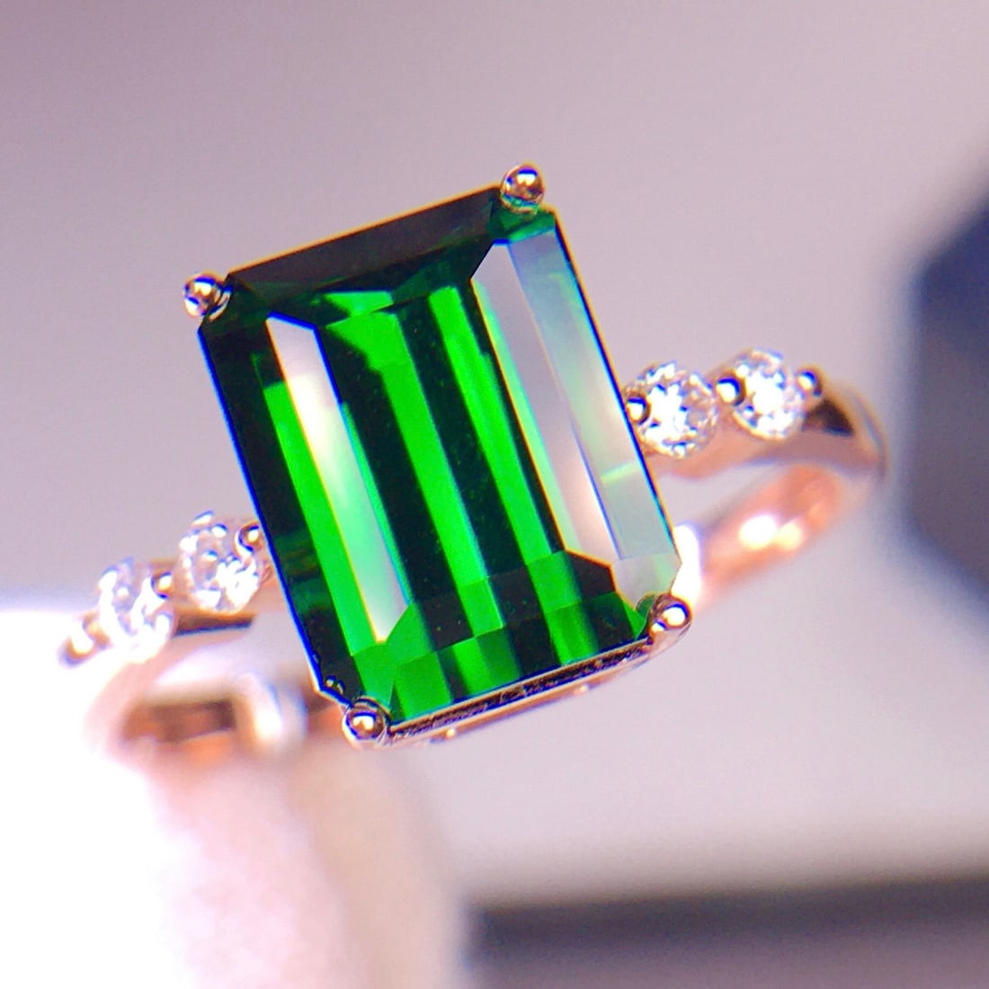 14k Gold 3.02 Ct Natural Tourmaline & Diamond Ring - 3