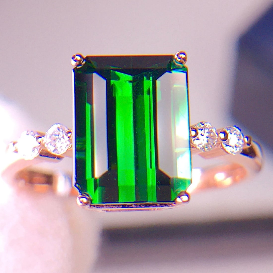 14k Gold 3.02 Ct Natural Tourmaline & Diamond Ring - 6