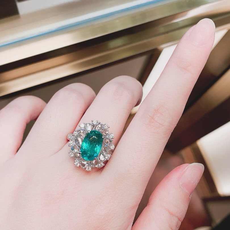 14k Gold 4.78 Ctw Natural Paraiba Tourmaline & Diamond Ring/pendant( Without Chain ) - 7