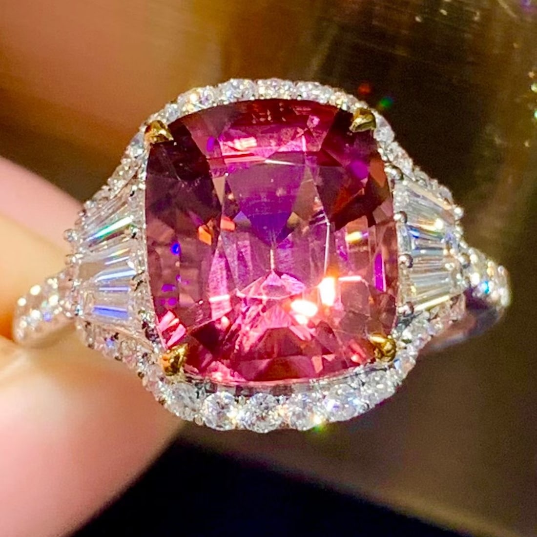 14k Gold 3.39 Ct Natural Tourmaline & Diamond Ring - 2