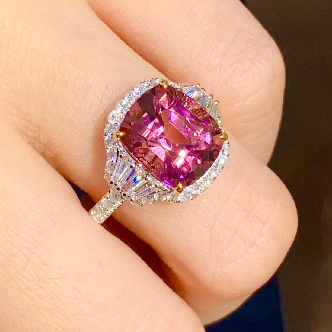 14k Gold 3.39 Ct Natural Tourmaline & Diamond Ring - 4