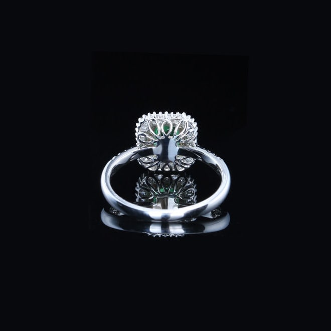 14k Gold 0.97 Ctw Natural Emerald & Diamond Ring - 4