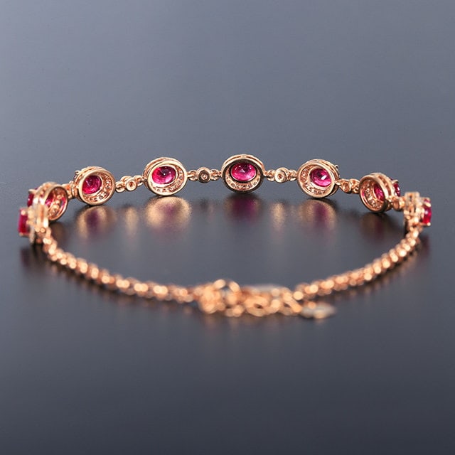 14k Gold 3.5 Ctw Natural Ruby & Diamond Bracelet - 4