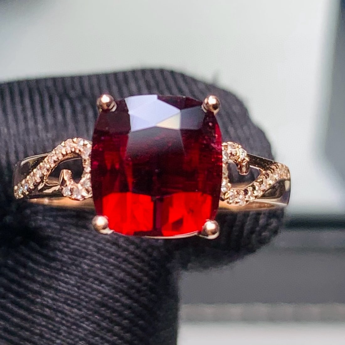 14k Gold 2.96 Ct Natural Tourmaline & Diamond Ring - 2