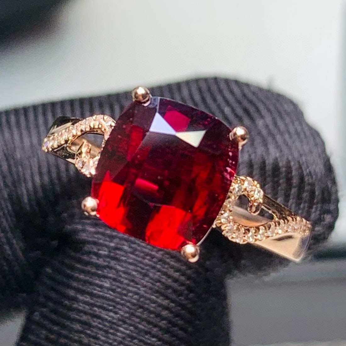 14k Gold 2.96 Ct Natural Tourmaline & Diamond Ring - 3