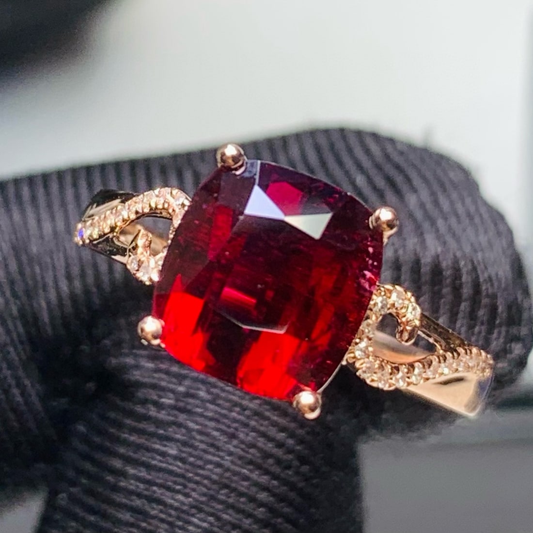 14k Gold 2.96 Ct Natural Tourmaline & Diamond Ring - 4