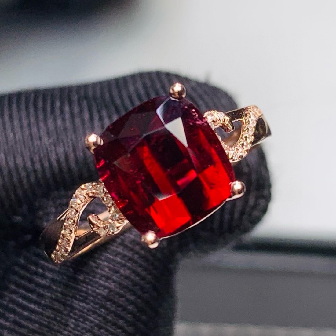 14k Gold 2.96 Ct Natural Tourmaline & Diamond Ring - 7