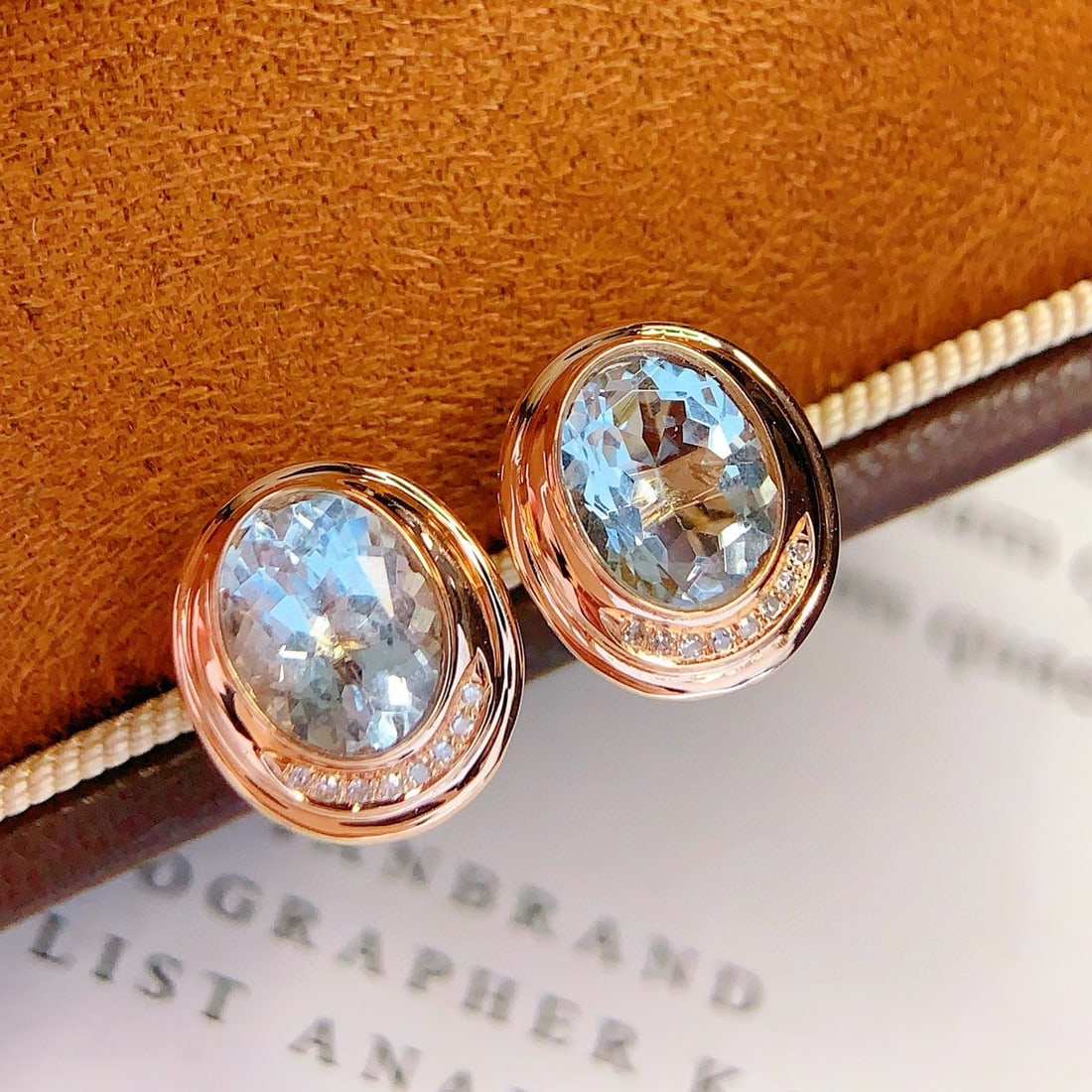 14k Gold 2.4 Ct Natural Aquamarine & Diamond Earrings - 4