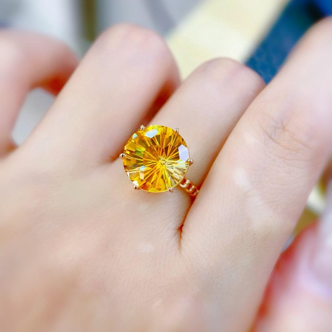 14k Gold 6.7 Ct Natural Citrine Ring - 4
